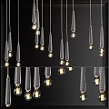 Modern Transparent Glass Chandelier Design With Hanging Pendant Shades And Clear LED Bulbs