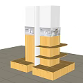 Modern Wooden Display Shelves With Multiple Tiers Bottom Drawers And White Top Panels