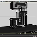 Mechanical Style Digital Number 3 With Black Body Silver Pipes And Metal Structure On Black Table