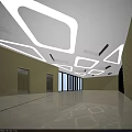 Bright Spacious Modern Shopping Mall Hall With Lattice Glass Dome And Central Glass Elevator