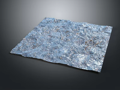 Blue Textured Square Surface Featuring Metallic Stone Like Material On Dark Background 3d model