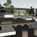 Modern Mall Store Interior Design With Green Plants Display Shelves And Comfortable Seating