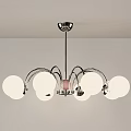 Nordic Style Chandelier with White Globe Lamps and Chrome Curved Arms Design