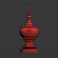 Red Decorative Household Item With Layered Structure And Spire Top Base 3d model