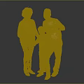 Family of Three Standing Together With Thumbs Up Gesture Yellow Turtleneck Gray Sweater