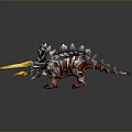 Transparent Monster Model With Yellow Long Horns On Dark Background And Reflection