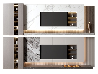 TV background wall ornaments TV balcony cabinet fireplace 3d model