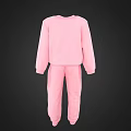 Kids Pink Clothing Set With Long Sleeve Top And Cartoon Print Pants