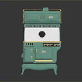 Vintage Green Kitchen Stove With Retro Design Classic Style And Metal Accents
