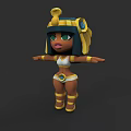 Cute Egyptian Style Cartoon Game Movie Character With Golden Headdress And Green Eyes
