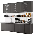 Café Bar Interior With Menu Board Hot Drinks Tea Iced Drinks Coffee Machines And Cabinets