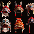 Traditional Chinese Peking Opera Helmet Pendants With Vibrant Colors And Intricate Decorations