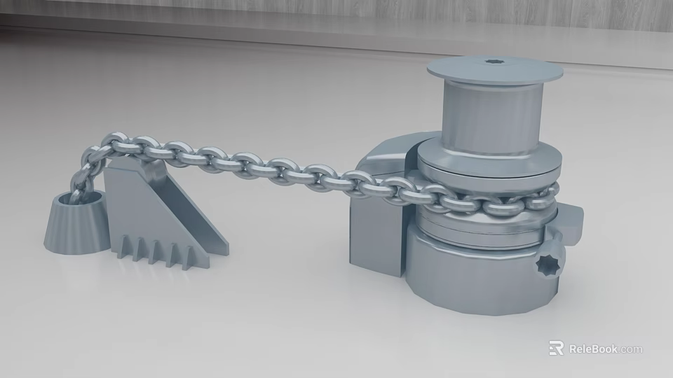 Ship Anchor Chain Winch System Key Marine Hardware For Vessel Operations 3d model 