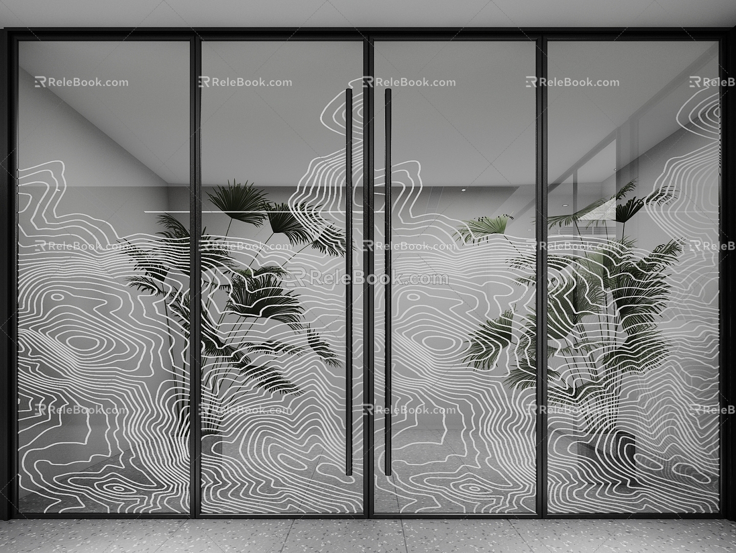 Modern Art Glass Door 3d model