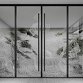 Modern Art Glass Door 3d model