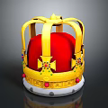 Golden Decorative Crown With Red Top Cross Embellishments Gems And White Base For Household Decor