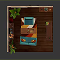 Vibrant Living Room Interior With Blue Sofas Green Plants Geometric Pattern Walls And Coffee Table