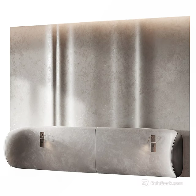 Elegant Modern Background Wall With Textured Surface Soft Lighting And Minimalist Sofa 3d model 