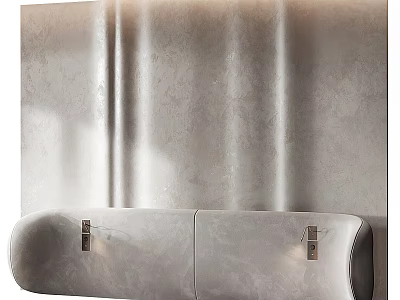 Elegant Modern Background Wall With Textured Surface Soft Lighting And Minimalist Sofa 3d model