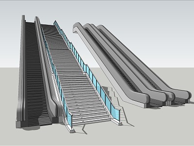 modern elevator light rail escalator steps model