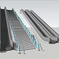 modern elevator light rail escalator steps 3d model