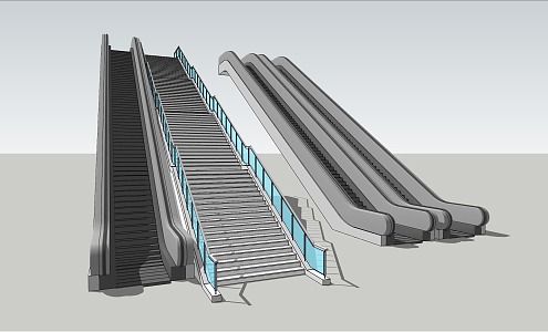 modern elevator light rail escalator steps 3d model