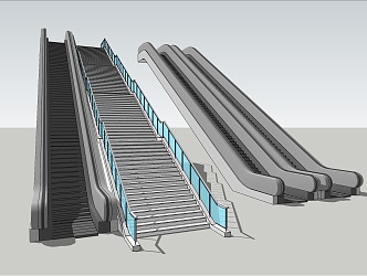 modern elevator light rail escalator steps 3d model