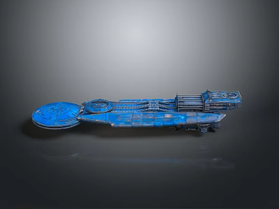 Blue Futuristic Spaceship Model On Dark Background With Detailed Mechanical Structure 3d model