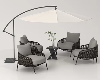 Modern Outdoor Leisure Chair Courtyard Leisure Chair Sunshade Coffee Table Corner Table 3d model