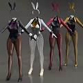 Fashionable Women's Clothes With Various Colors Bodysuits Blazers Bunny Ears Headbands Fishnet Stockings Gloves