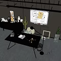 Modern Home Office Desk Setup With Whiteboard Lamp Potted Plant And Chair