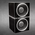 Black Headphone Speaker With Colorful Buttons Indicator Lights And Checkered Stripe Design