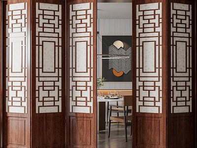 Chinese folding door folding door partition model