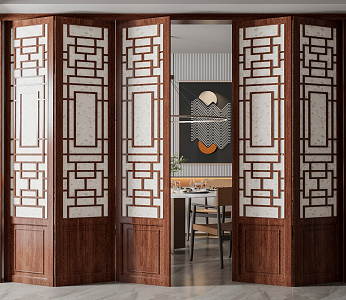 Chinese folding door folding door partition 3d model