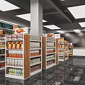 Supermarket General Merchandise Interior with Bright Lighting Well Organized Shelves and Products