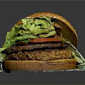 Juicy Double Patty Burger With Sesame Seed Bun Fresh Lettuce And Tomato Slice