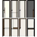 Various Modern Hinged Doors With Different Frame Styles And Glass Panels 3d model