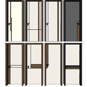 Modern swing door wooden door single door 3d model