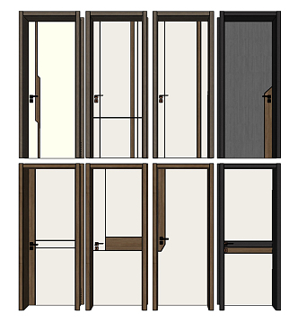 Modern swing door wooden door single door 3d model