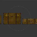 Vintage Brown Leather Suitcases With Brass Hardware And Stacked Arrangement