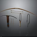 Traditional Weapon Bow With Wooden Arrows Quiver And Hunting Accessories