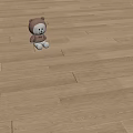 Natural Warm Wooden Floor with Sitting Teddy Bear and Sunlight Shadow