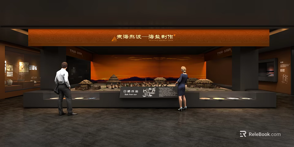 Cultural Center Displaying Ancient Yellow Emperor Tribe Zhuolu Battle Model With Visitors Observing 3d model 