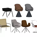 Various Modern Armchairs With Different Colors And Stylish Bases For Interior Decor 3d model