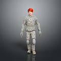 Game Movie Character Standing Pose With Red Hair In Camouflage Uniform And Knee Pads