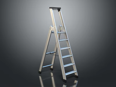 Sturdy Aluminum Step Ladder With Anti Slip Steps And Stable Base 3d model