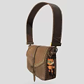 Brown Leather Crossbody Bag With Cloud Patterns And Small Orange Toy Charm 3d model
