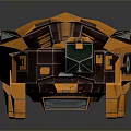 Futuristic Orange Sci Fi Mechanical Vehicle Design With Detailed Panels And Support Structures