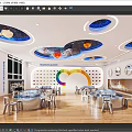 Modern Classroom Kindergarten Science and Technology Classroom Kindergarten Classroom Learning Desks and Chairs 3d model