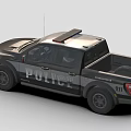 Police Pickup Truck With Roof Lights Black White Color And Front Grille Design